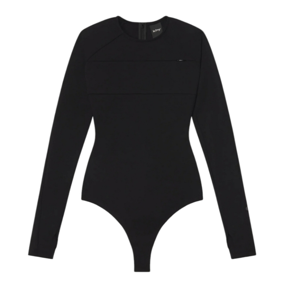 khy Long-Sleeve women's black bodysuit size medium
